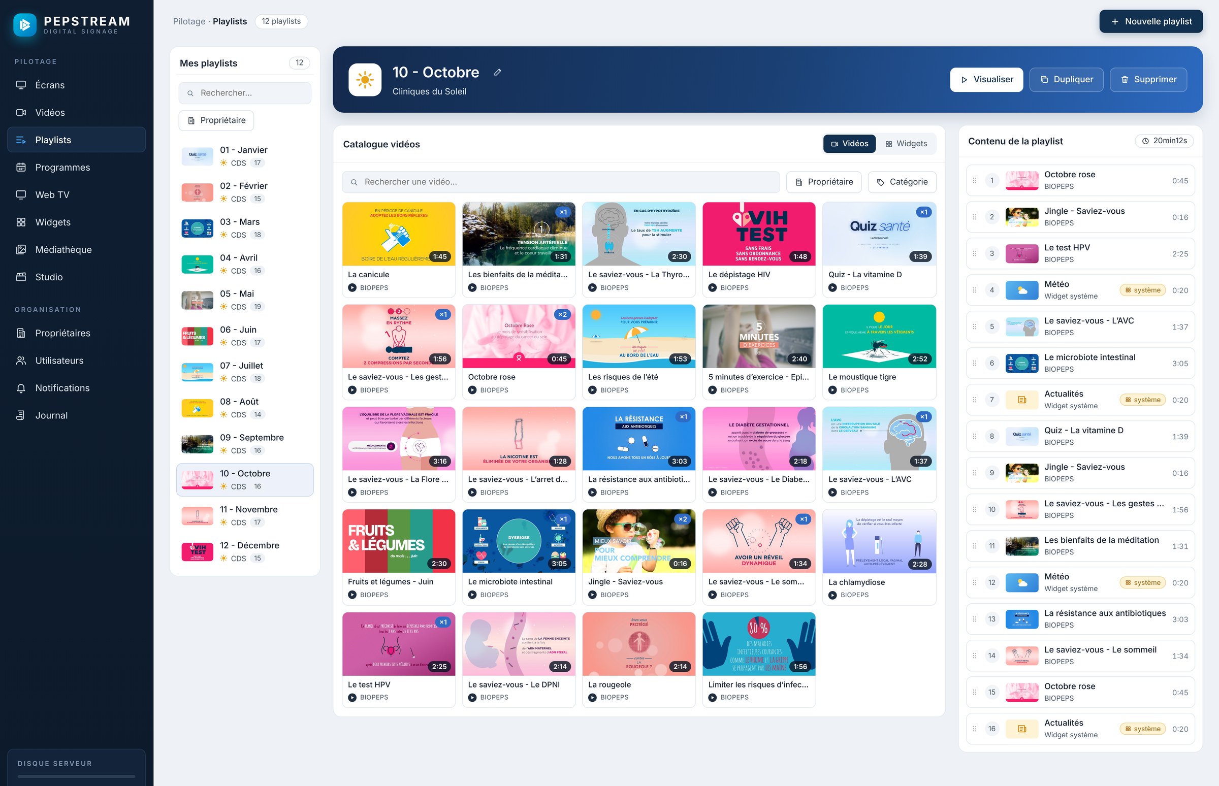 L'éditeur de playlists de PEPSTREAM